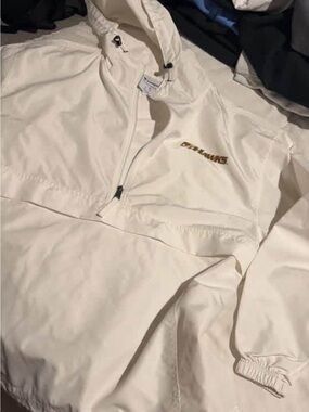 White Pullover Windbreaker with Quincy Hawks Logo